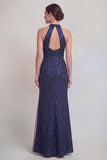 Halter Jacquard Mermaid Sage Green Cut Out Mother of the Bride Dress
