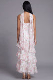 Floral Pink Strapless Wedding Guest Dress with Ruffles