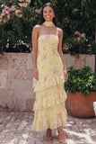 Floral Pink Strapless Wedding Guest Dress with Ruffles