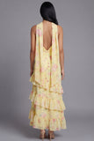 Floral Pink Strapless Wedding Guest Dress with Ruffles