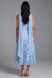 Strapless Blue Appliqued A Line Wedding Guest Dress
