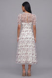 White Floral A Line Short Sleeve Wedding Guest Dress