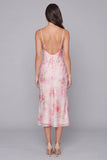 Pink Floral Mermaid Midi Wedding Guest Dress