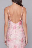 Pink Floral Mermaid Midi Wedding Guest Dress