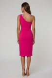 Black One Shoulder Cut Out Work Dress with Slit