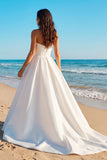 Ivory A Line Strapless Satin Wedding Dress