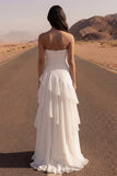 Strapless Ruffled A Line Ivory Maxi Wedding Dress