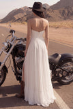 Strapless A Line Ivory Maxi Wedding Dress with Slit