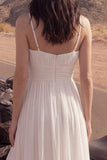 High Low Ivory Ruffled A Line Ruched Boho Wedding Dress