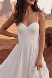 Ivory A Line Maxi Boho Wedding Dress with Ruffles
