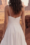 Ivory A Line Maxi Boho Wedding Dress with Ruffles
