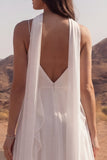 Ivory A Line Ruffled V Neck Boho Wedding Dress