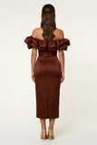 Off the Shoulder Black Ruffled Bodycon Work Dress