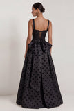 Black A Line Polka Dot Maxi Formal Dress