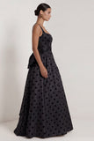 Black A Line Polka Dot Maxi Formal Dress