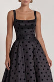 Black A Line Polka Dot Maxi Formal Dress