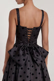 Black A Line Polka Dot Maxi Formal Dress