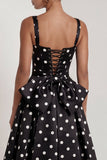 Black A Line Polka Dot Maxi Formal Dress