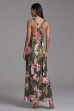 Olive A Line Cut Out Floral Maxi Formal Dress