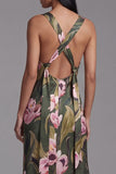 Olive A Line Cut Out Floral Maxi Formal Dress