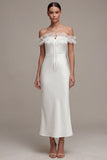 Off the Shoulder Ruffled White Mermaid Engagement Dress