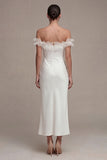 Off the Shoulder Ruffled White Mermaid Engagement Dress