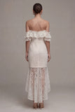 White Lace Off the Shoulder Mermaid Engagement Dress
