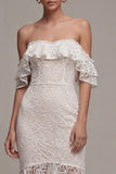 White Lace Off the Shoulder Mermaid Engagement Dress