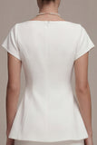 White Bodycon Bateau Neck Mini Engagement Dress
