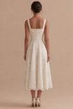 Ivory Lace A Line Midi Engagement Dress