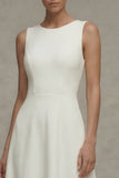 White Round Neck A Line Sleeveless Engagement Dress