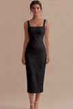 Jacquard Bodycon White Midi Engagement Dress with Slit