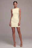 White Bateau Neck Satin Mini Engagement Dress