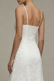A Line Appliqued Midi White Dress