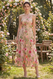 One Shoulder A Line Blush Floral Embroidered Wedding Guest Dress