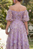Off the Shoulder Floral A Line Blue Ruched Wedding Guest Dress