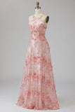 Halter Cut Out Floral Pink Appliqued A Line Wedding Guest Dress