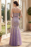 Strapless Mermaid Floral Brocade Dusty Lilac Maxi Wedding Guest Dress