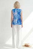 Pink 2 Piece Printed Sleeveless Women's Linen Suits