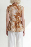 Pink 2 Piece Printed Sleeveless Women's Linen Suits