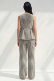 Plaid BLack White Grid 2 Piece Women's Linen Suits