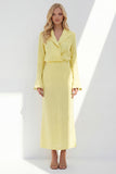 Notched Lapel Yellow 2 Piece A Line Women's Linen Suits