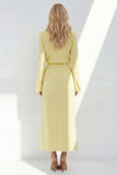 Notched Lapel Yellow 2 Piece A Line Women's Linen Suits