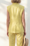 Shawl Lapel Yellow 2 Piece Women's Linen Suits