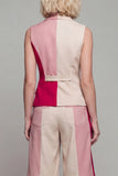 Peaked Lapel 2 Piece ColorBlock Light Khaki Women Suits