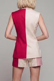 Peaked Lapel 2 Piece ColorBlock Light Khaki Women Suits