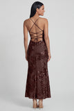 Mermaid Sequin Appliqued Sage Green Wedding Guest Dress