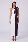 One Shoulder Bodycon ColorBlock Fuchsia and Red Formal Dress