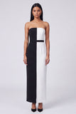 Strapless Black and White ColorBlock Bodycon Formal Dress