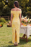 Blue Off the Shoulder Appliqued Bodycon Wedding Guest Dress